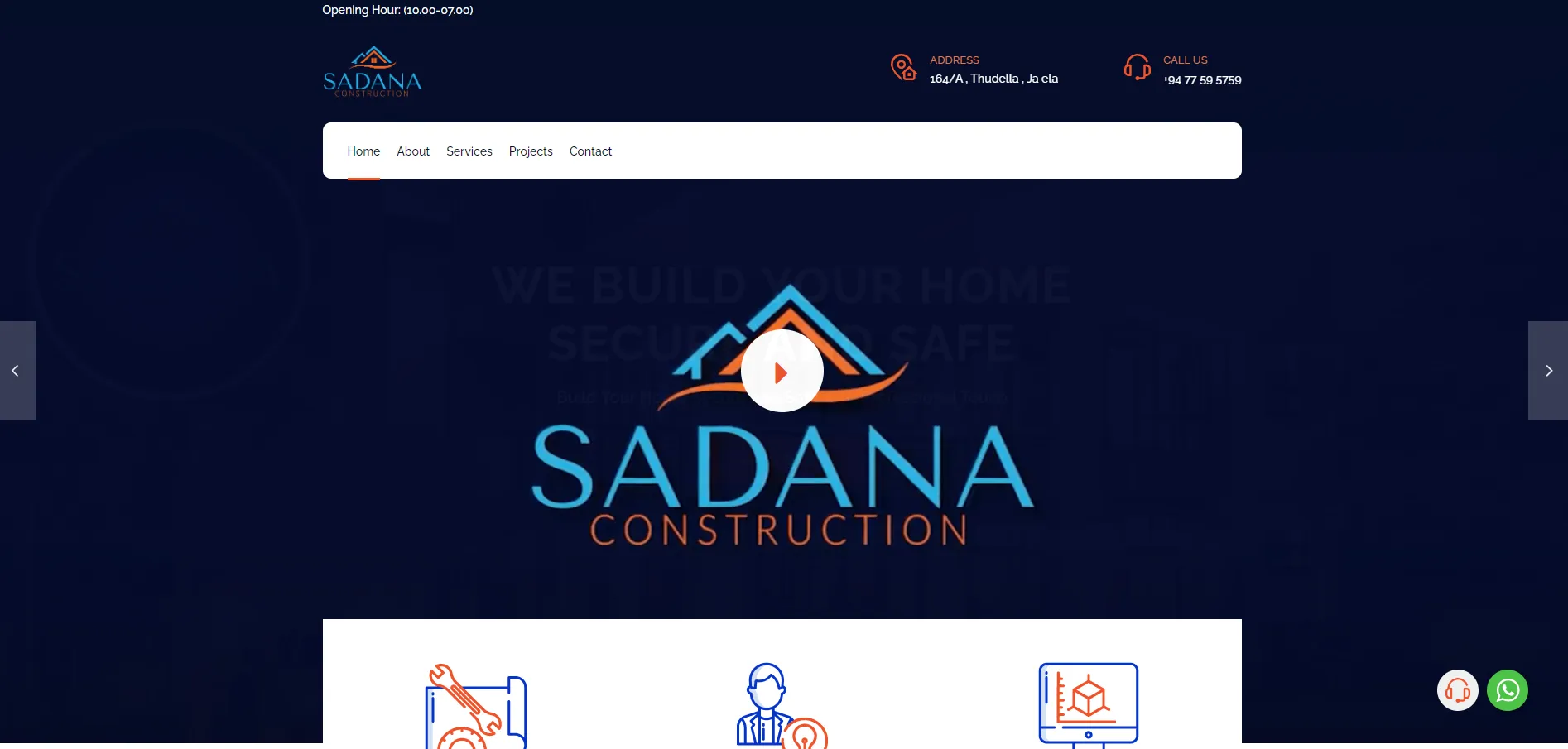 Sadana Construction home page